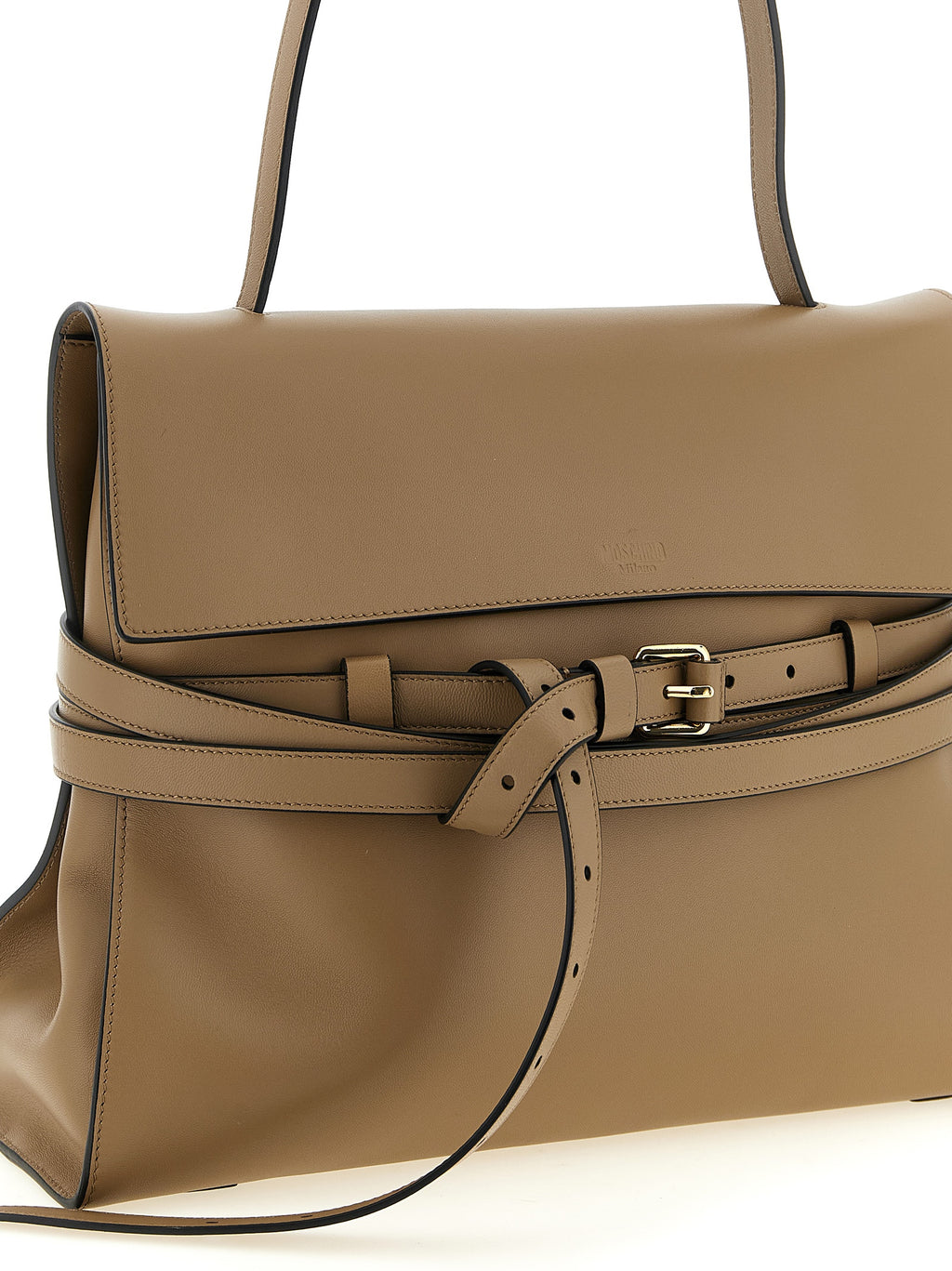 Moschino Schultertasche aus beigem Nappaleder / Kalbsleder