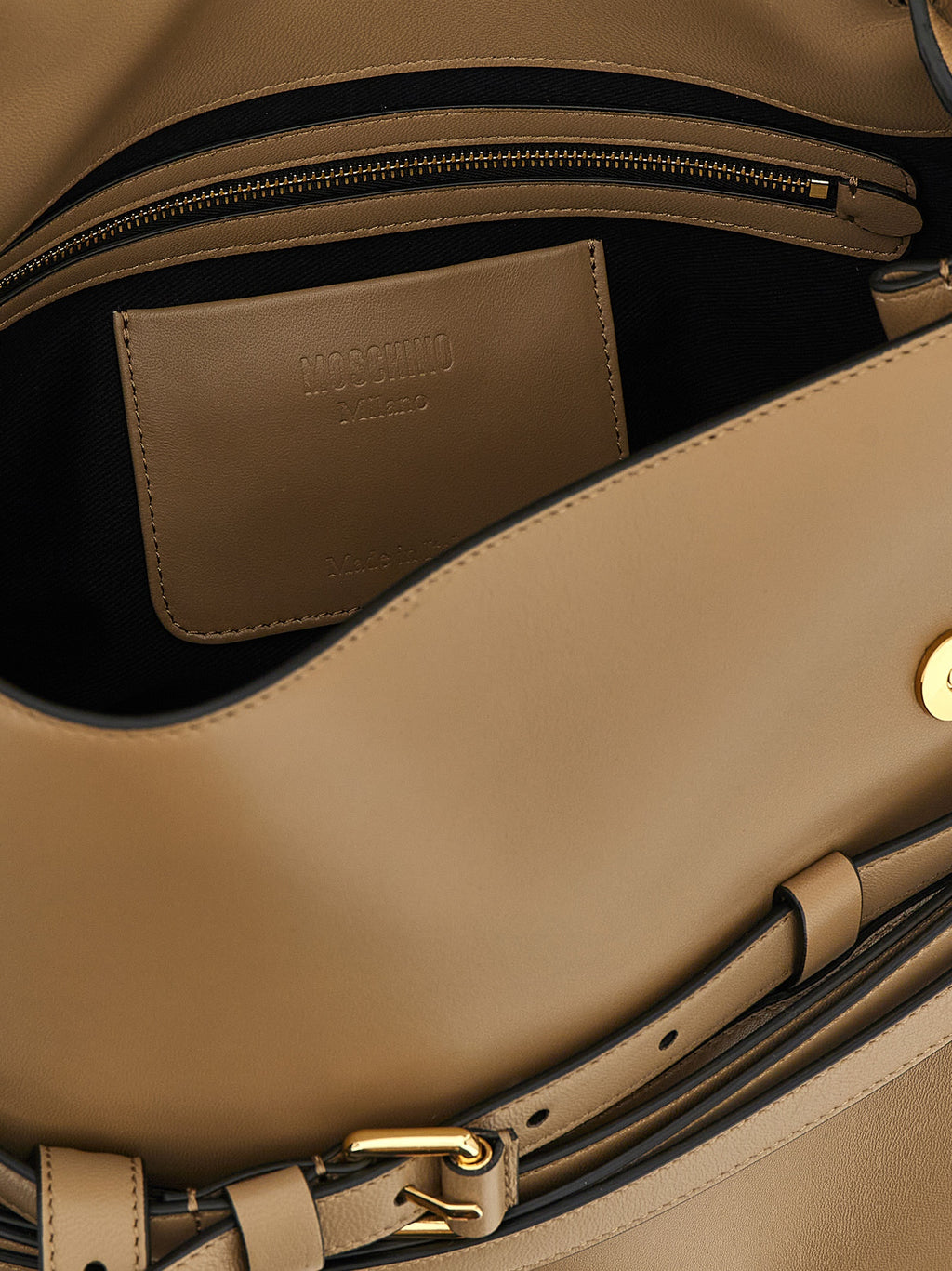 Moschino Schultertasche aus beigem Nappaleder / Kalbsleder