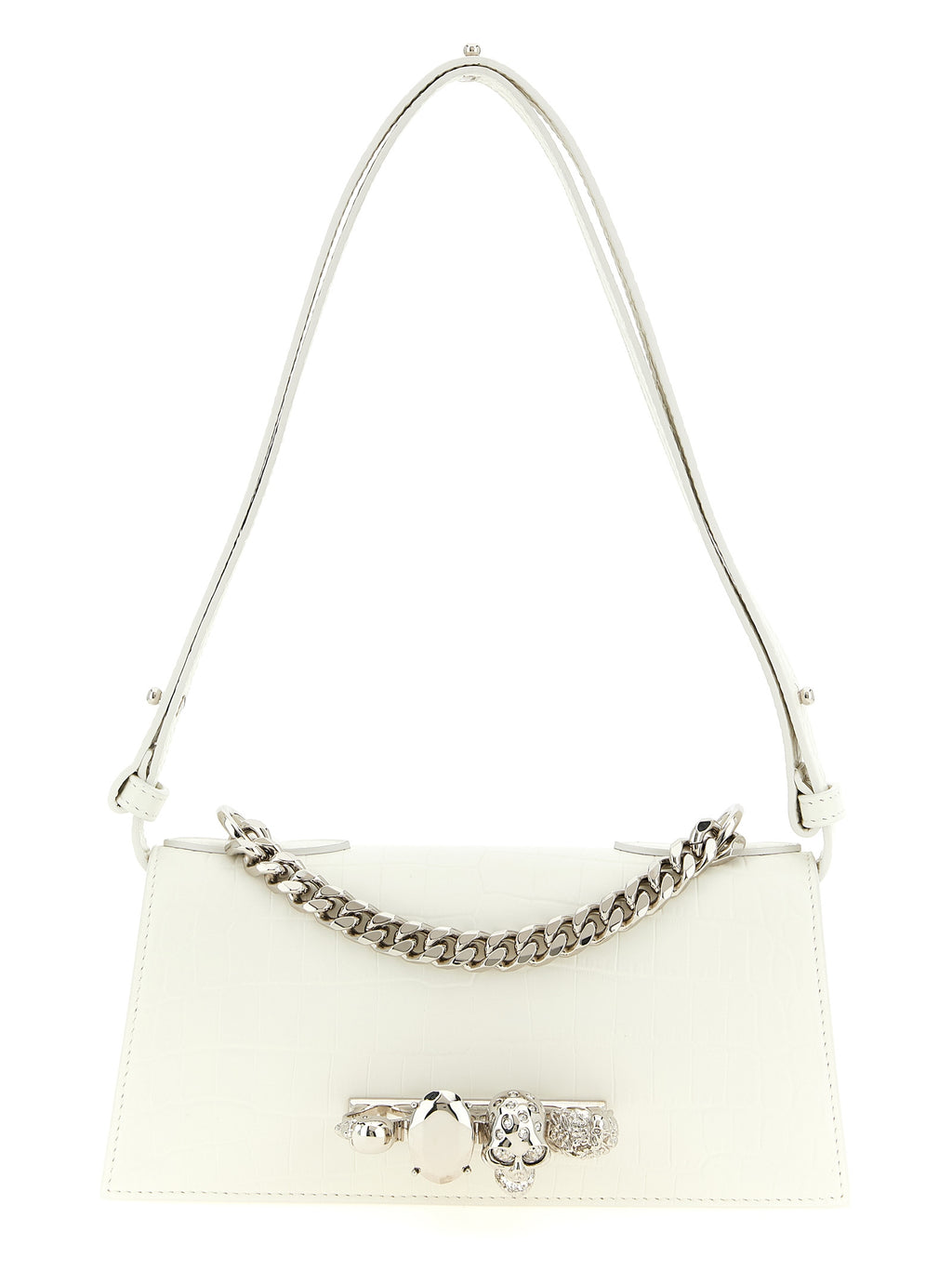 Alexander McQueen Weiße Kalbsleder-Schultertasche