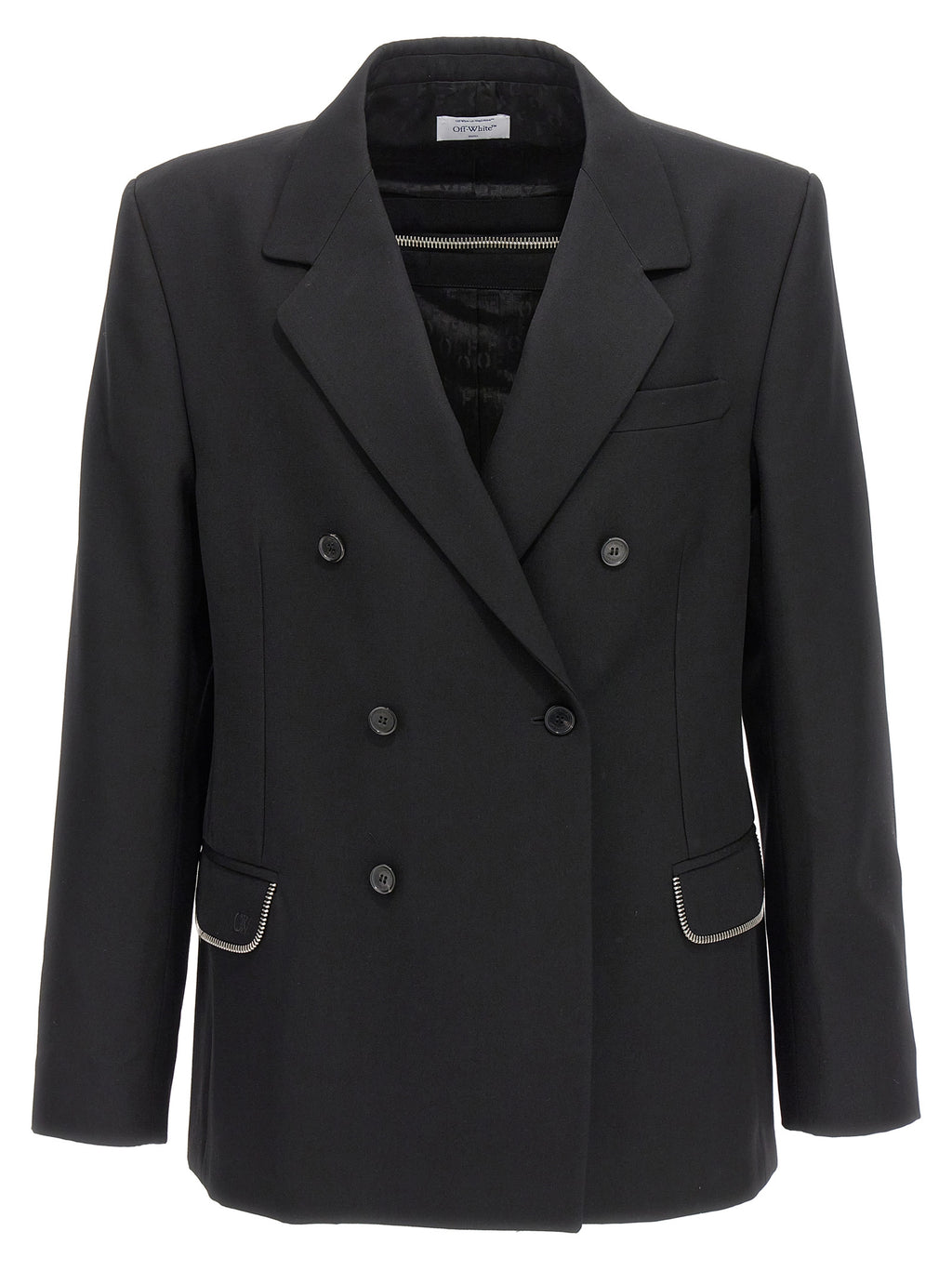 Off-White Schwarzer Blazer aus reiner Schurwolle