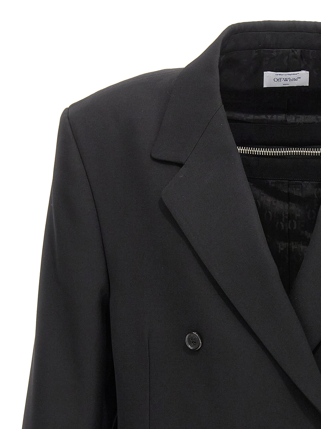 Off-White Schwarzer Blazer aus reiner Schurwolle