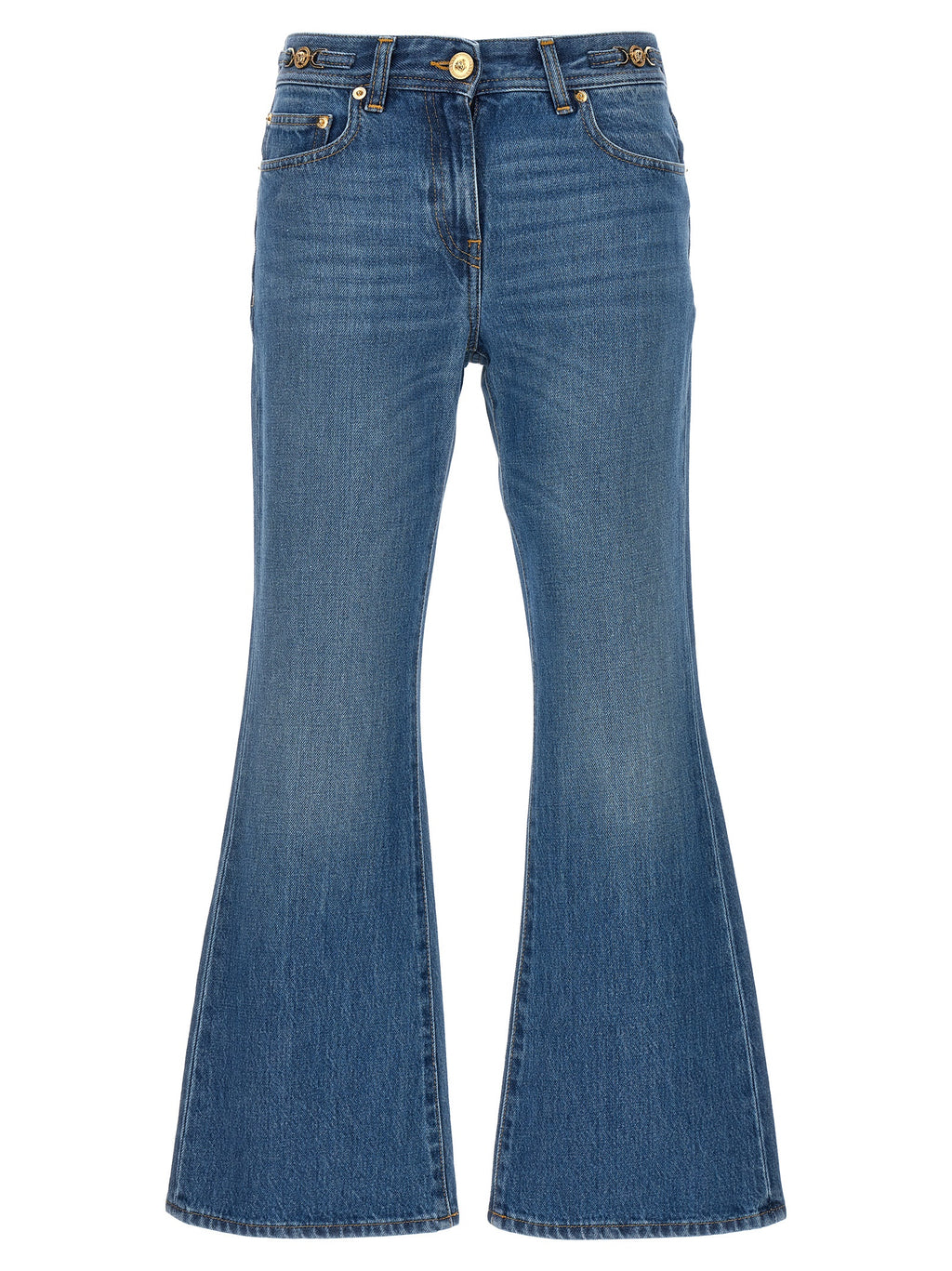 Versace Blaue Baumwoll-Jeans mit ausgestelltem Bein
