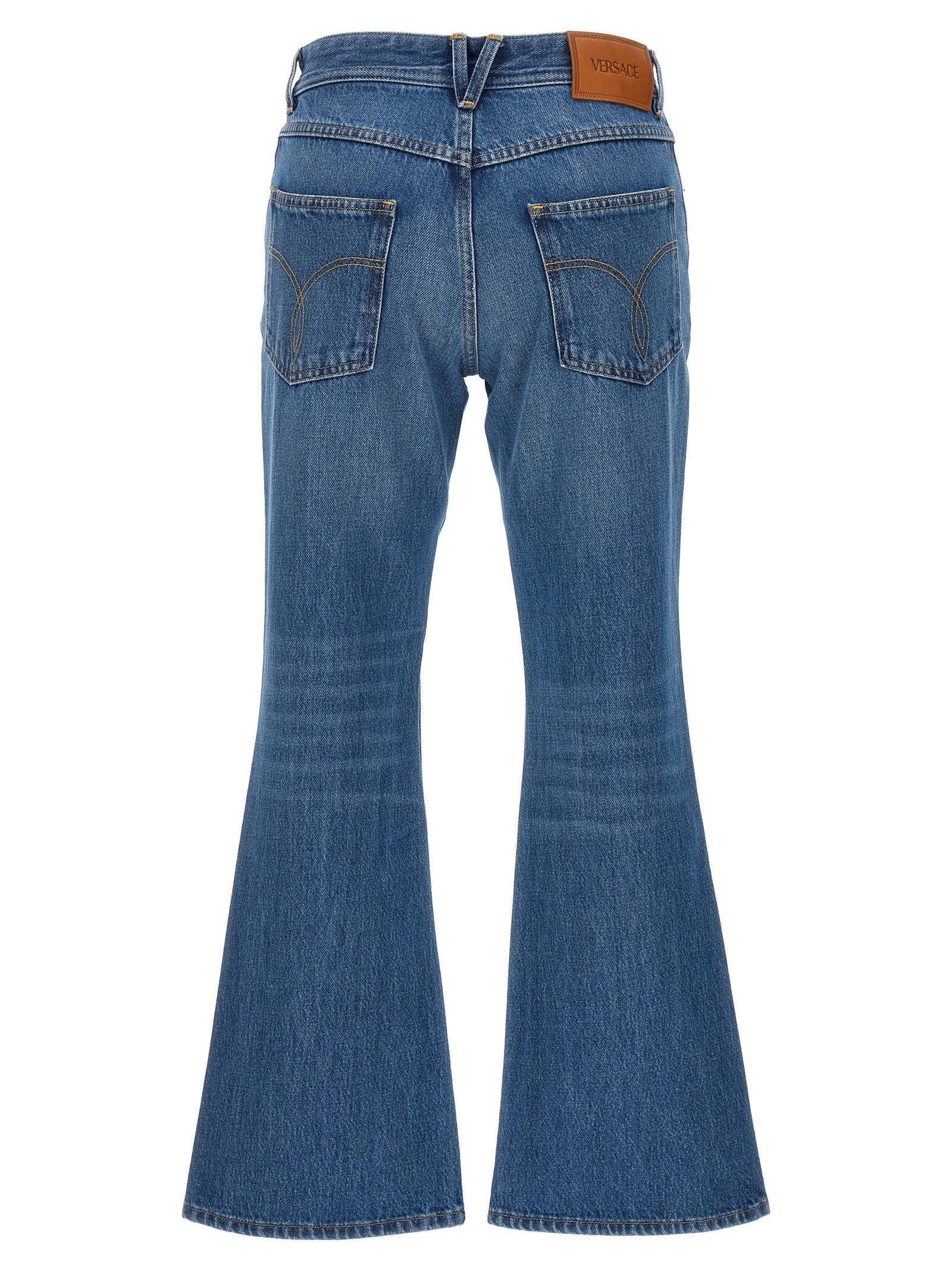 Versace Blaue Baumwoll-Jeans mit ausgestelltem Bein