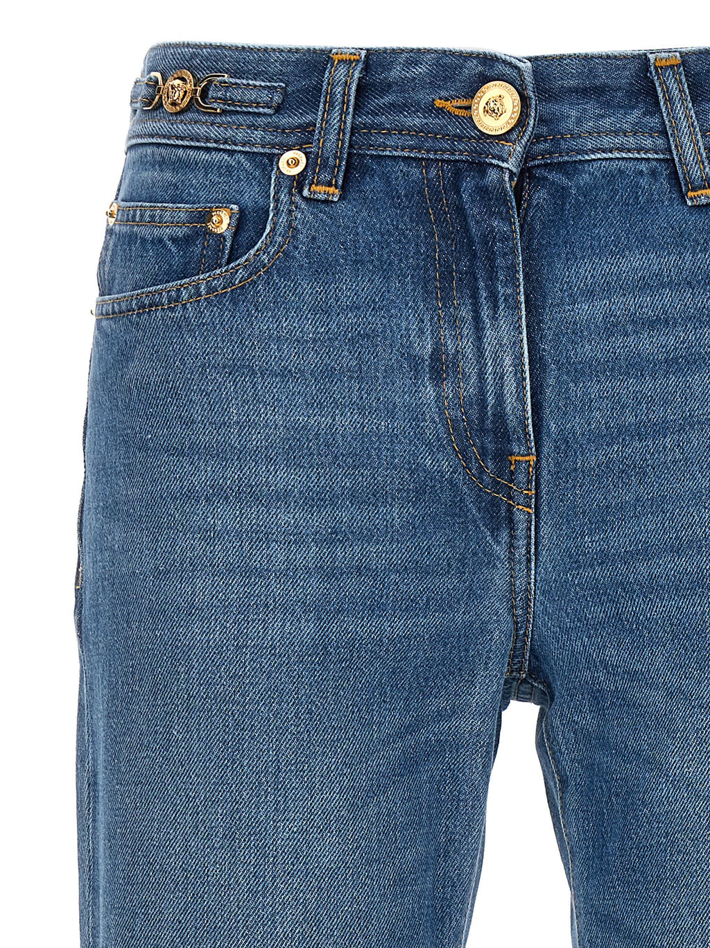 Versace Blaue Baumwoll-Jeans mit ausgestelltem Bein