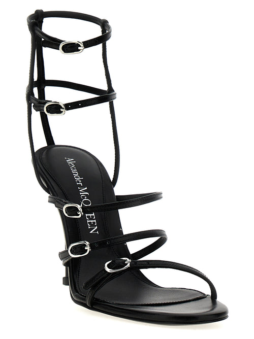 Alexander McQueen Schwarze Stilettosandalen aus Lammleder