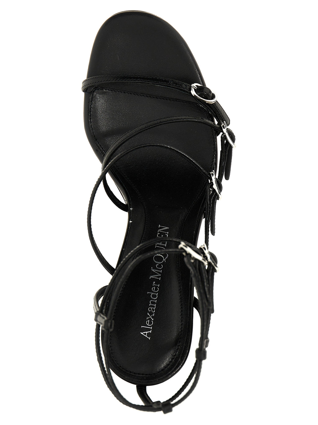 Alexander McQueen Schwarze Stilettosandalen aus Lammleder