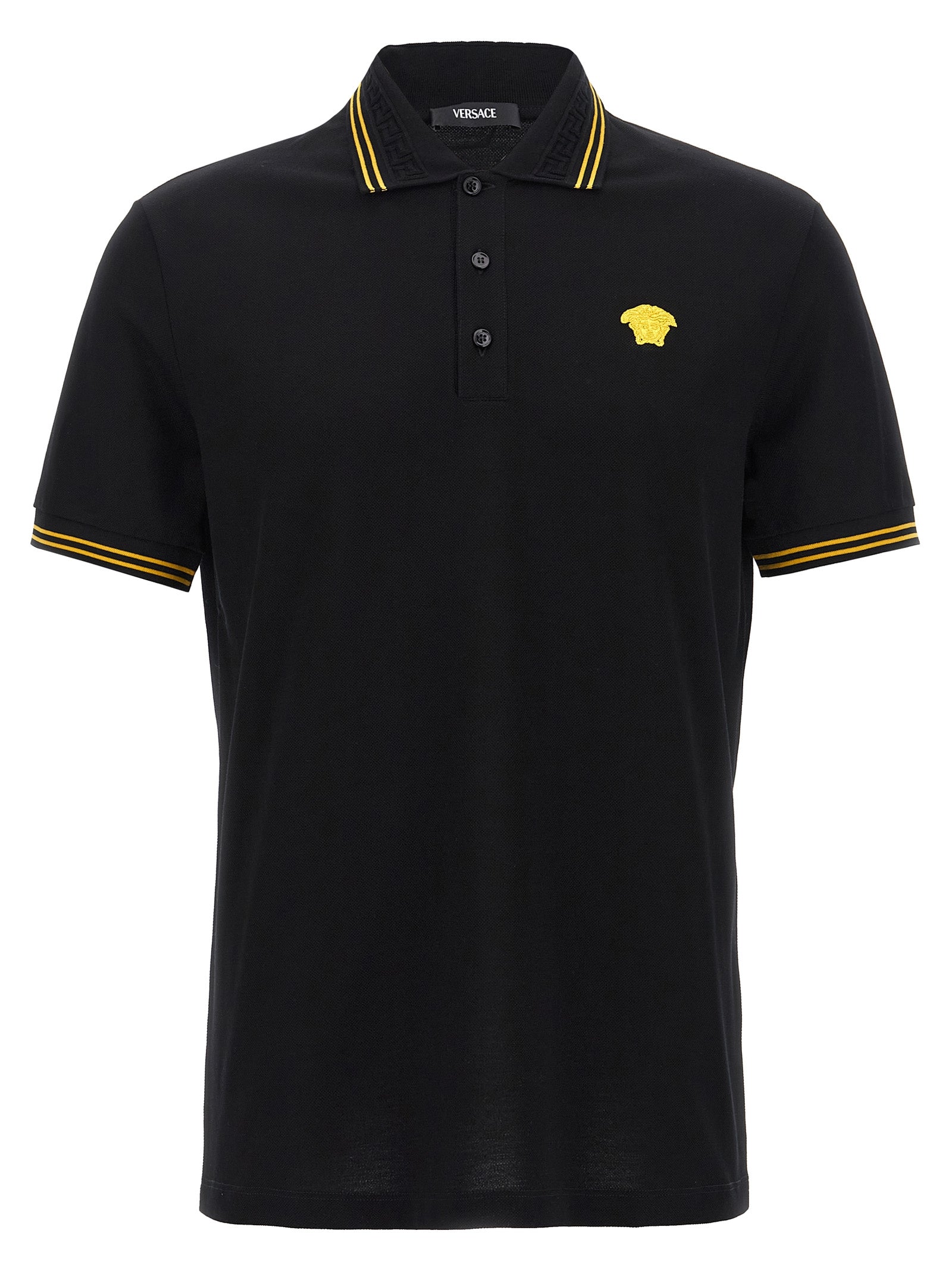 Versace Schwarzes Baumwoll-Poloshirt