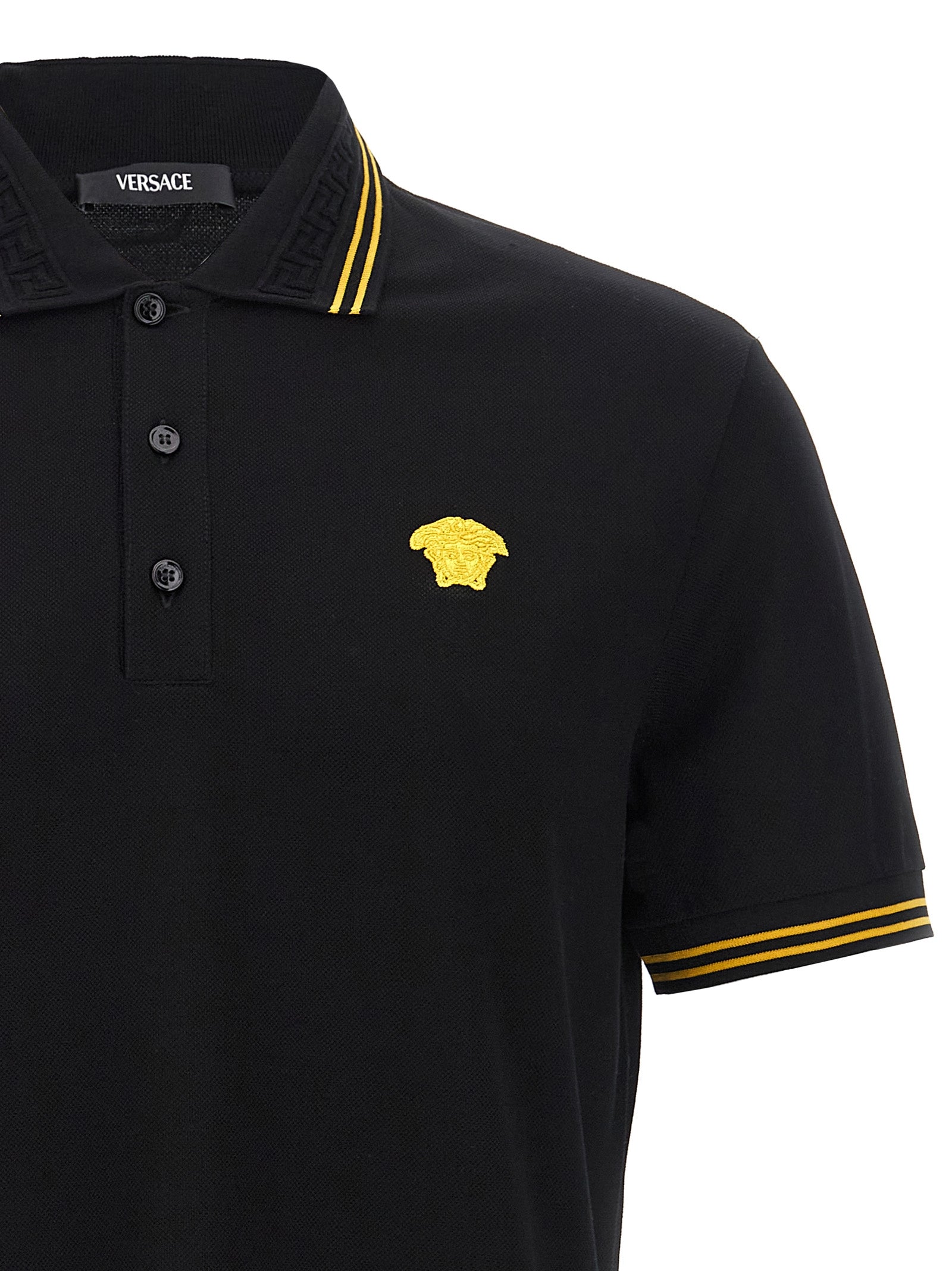 Versace Schwarzes Baumwoll-Poloshirt