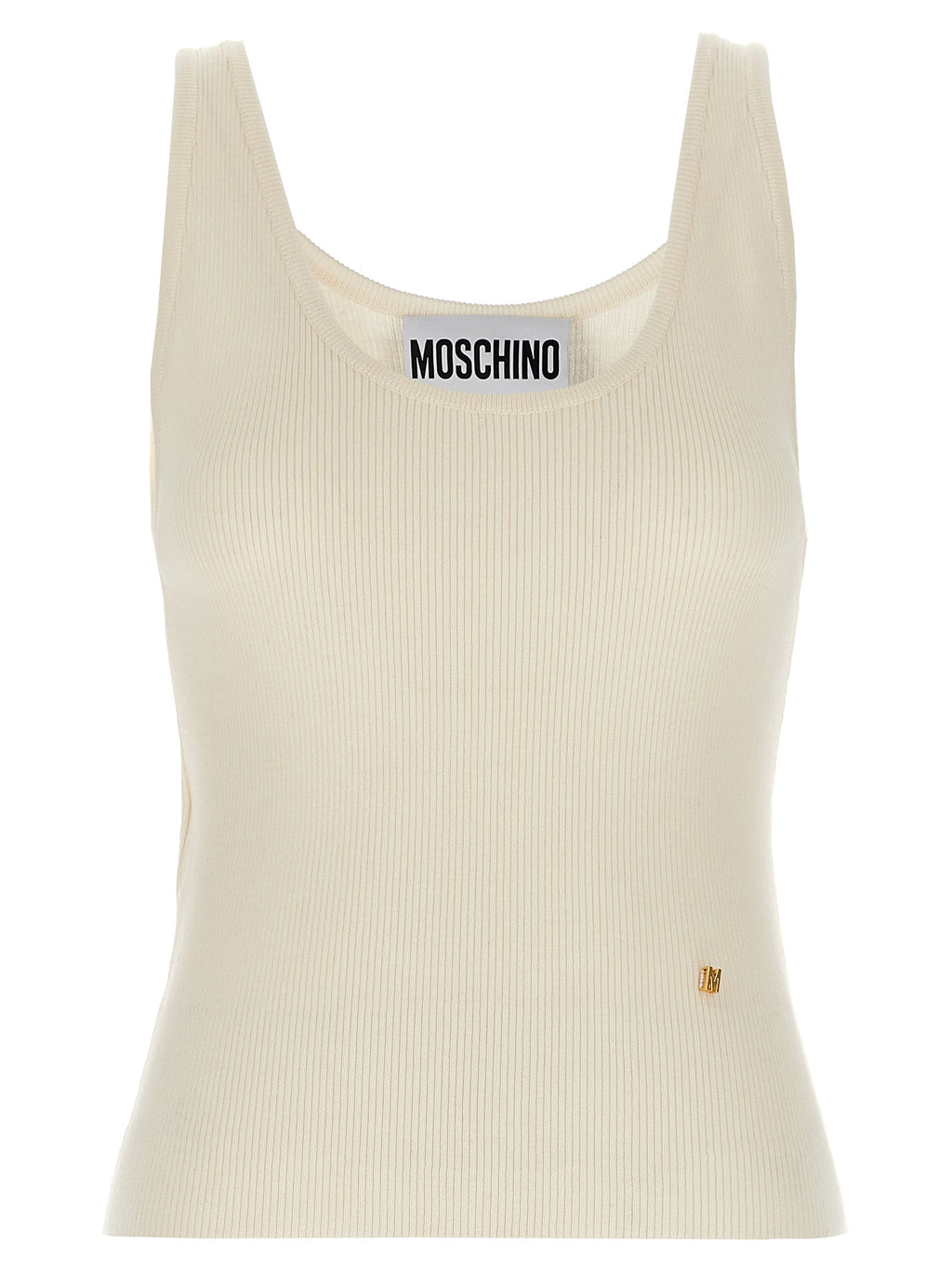 Moschino Ärmelloses T-Shirt aus weißer Schurwolle