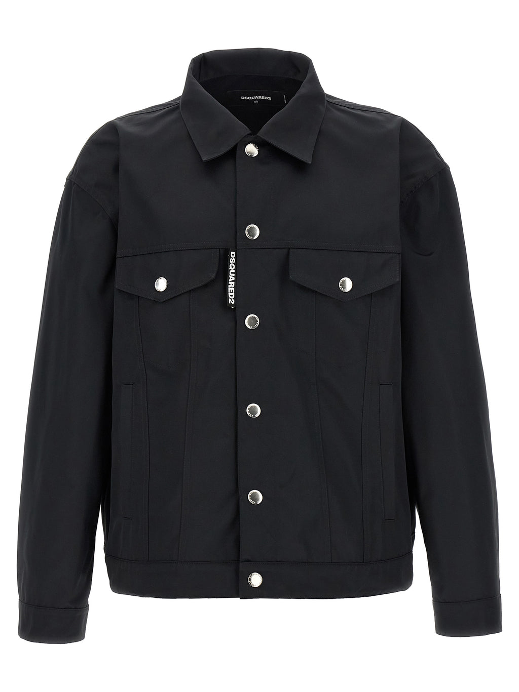 Dsquared² Schwarze Polyester-Jacke in voller Länge