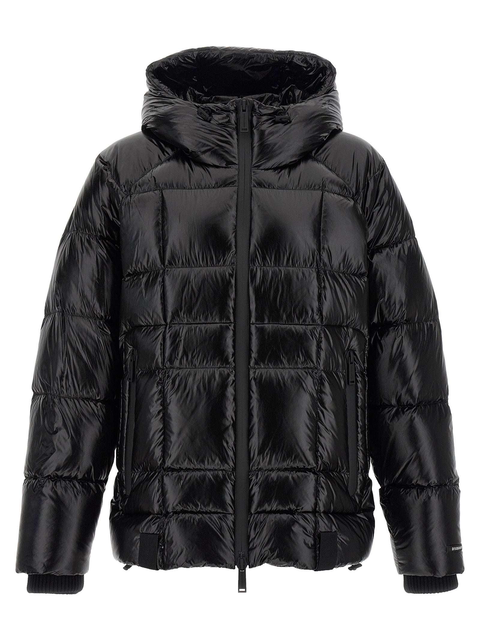 Dsquared² Schwarze Polyamid-Jacke in voller Länge