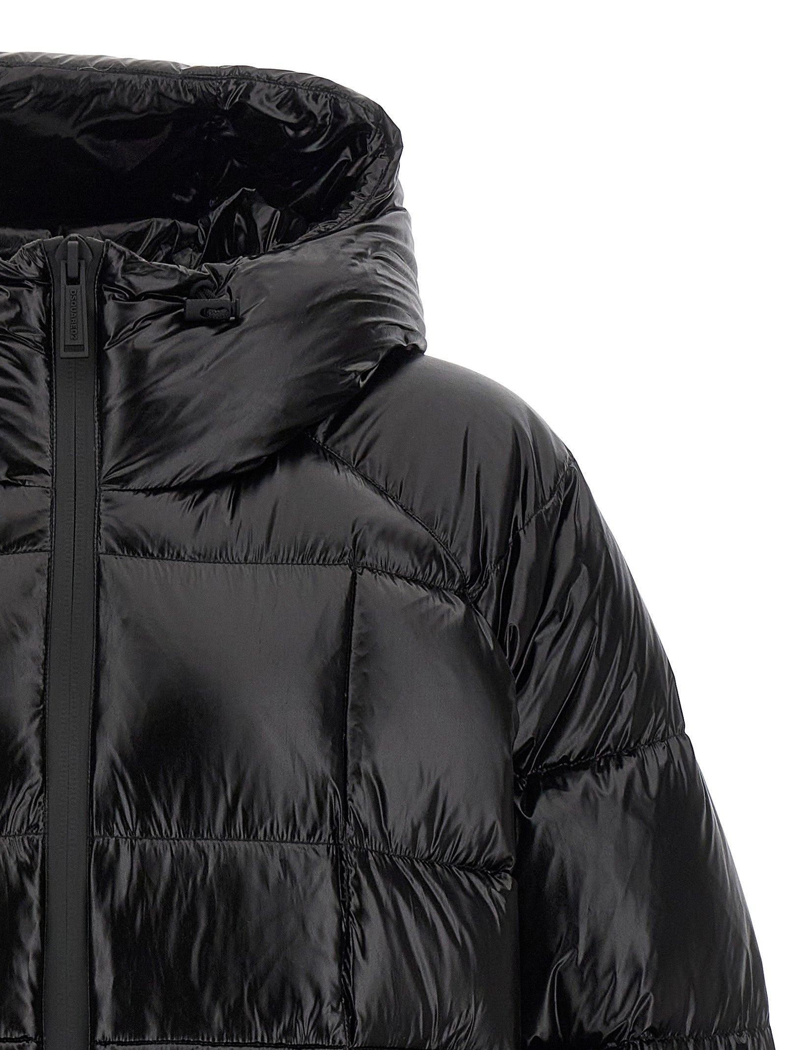 Dsquared² Schwarze Polyamid-Jacke in voller Länge