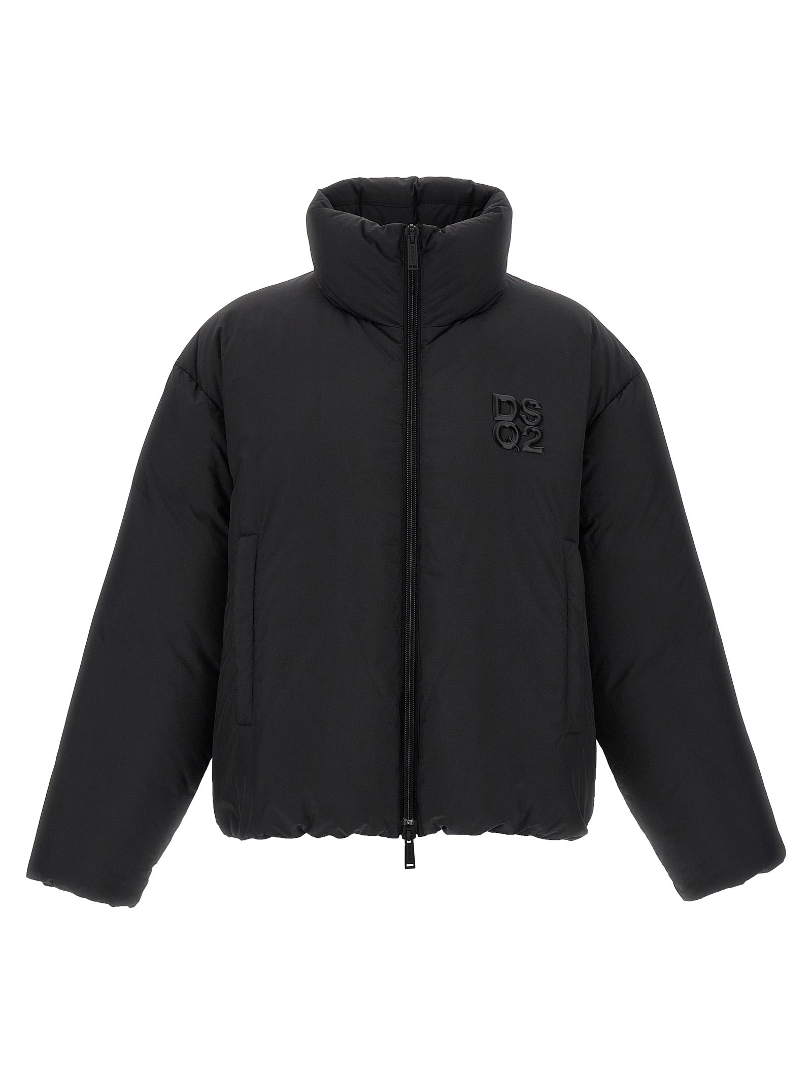 Dsquared² Schwarze Polyester-Jacke in voller Länge