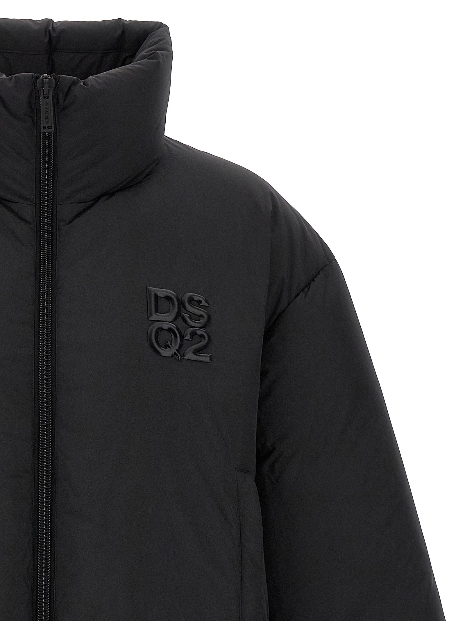 Dsquared² Schwarze Polyester-Jacke in voller Länge