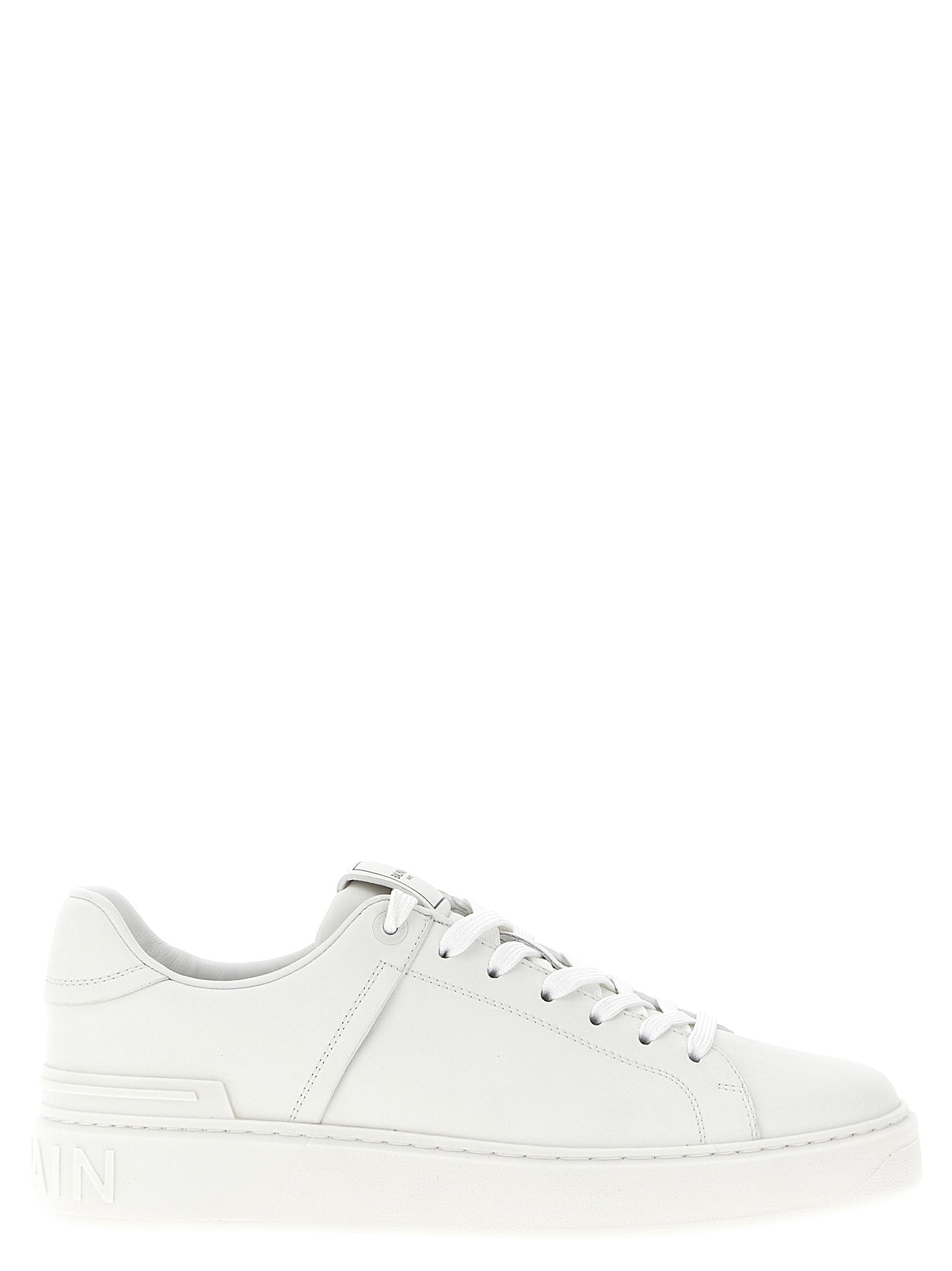 Balmain Weiße Kalbsleder Low-Top-Sneaker