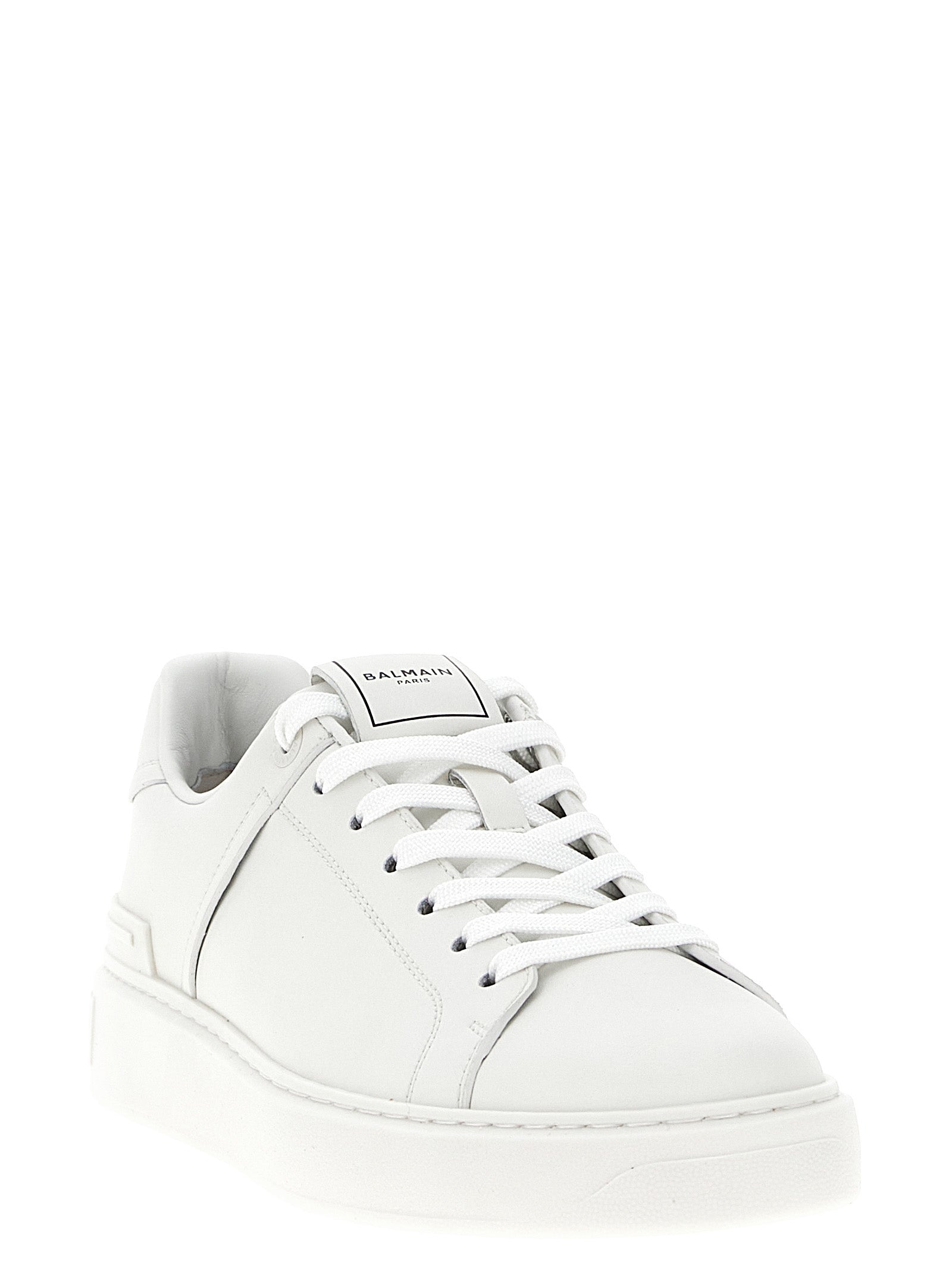 Balmain Weiße Kalbsleder Low-Top-Sneaker