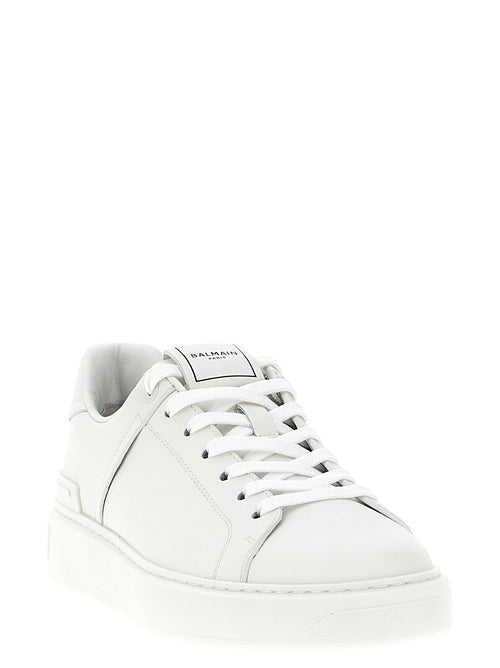Balmain Weiße Kalbsleder Low-Top-Sneaker