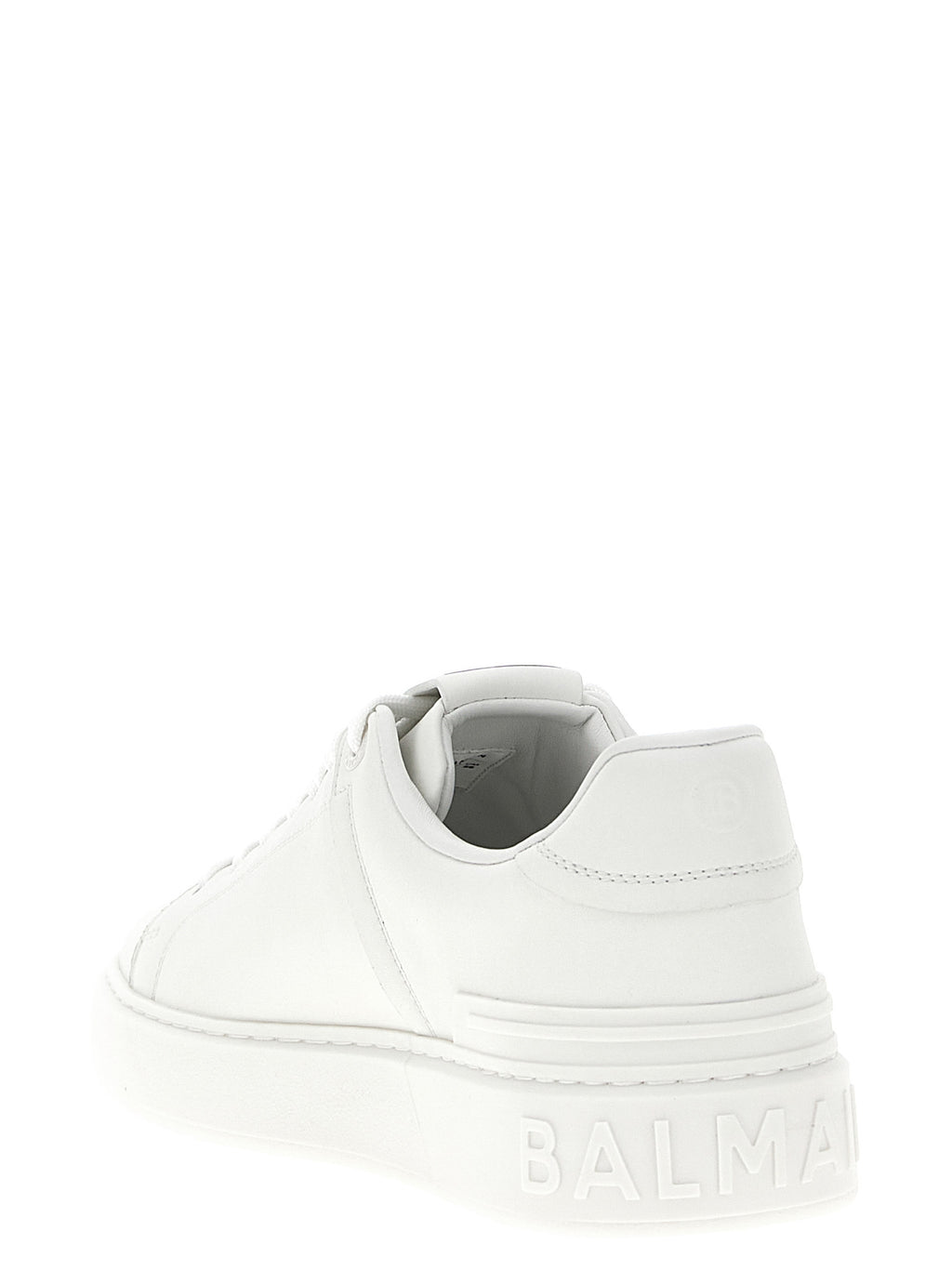Balmain Weiße Kalbsleder Low-Top-Sneaker