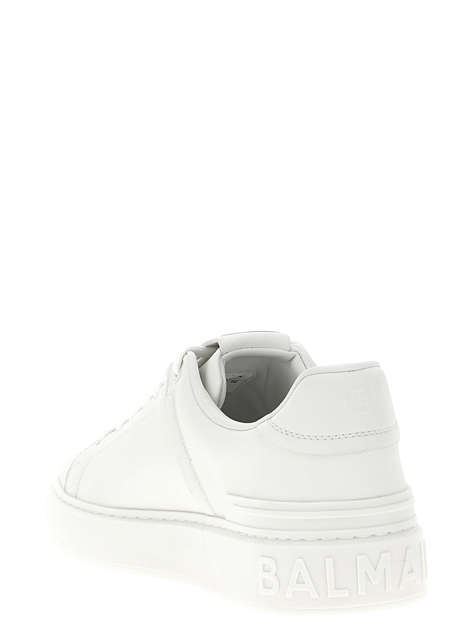 Balmain Weiße Kalbsleder Low-Top-Sneaker