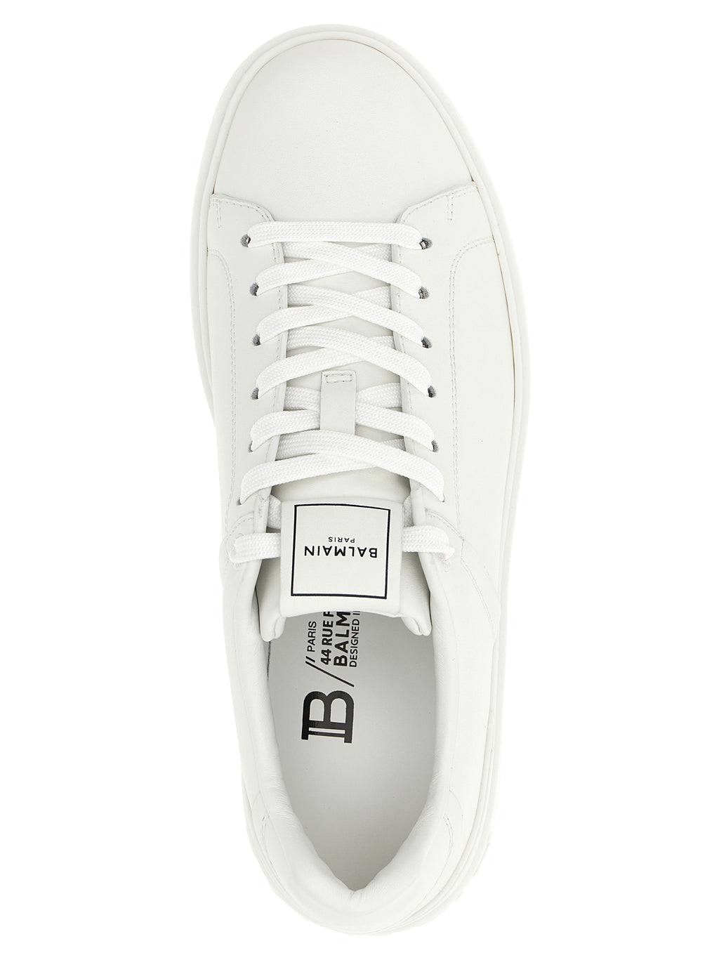Balmain Weiße Kalbsleder Low-Top-Sneaker