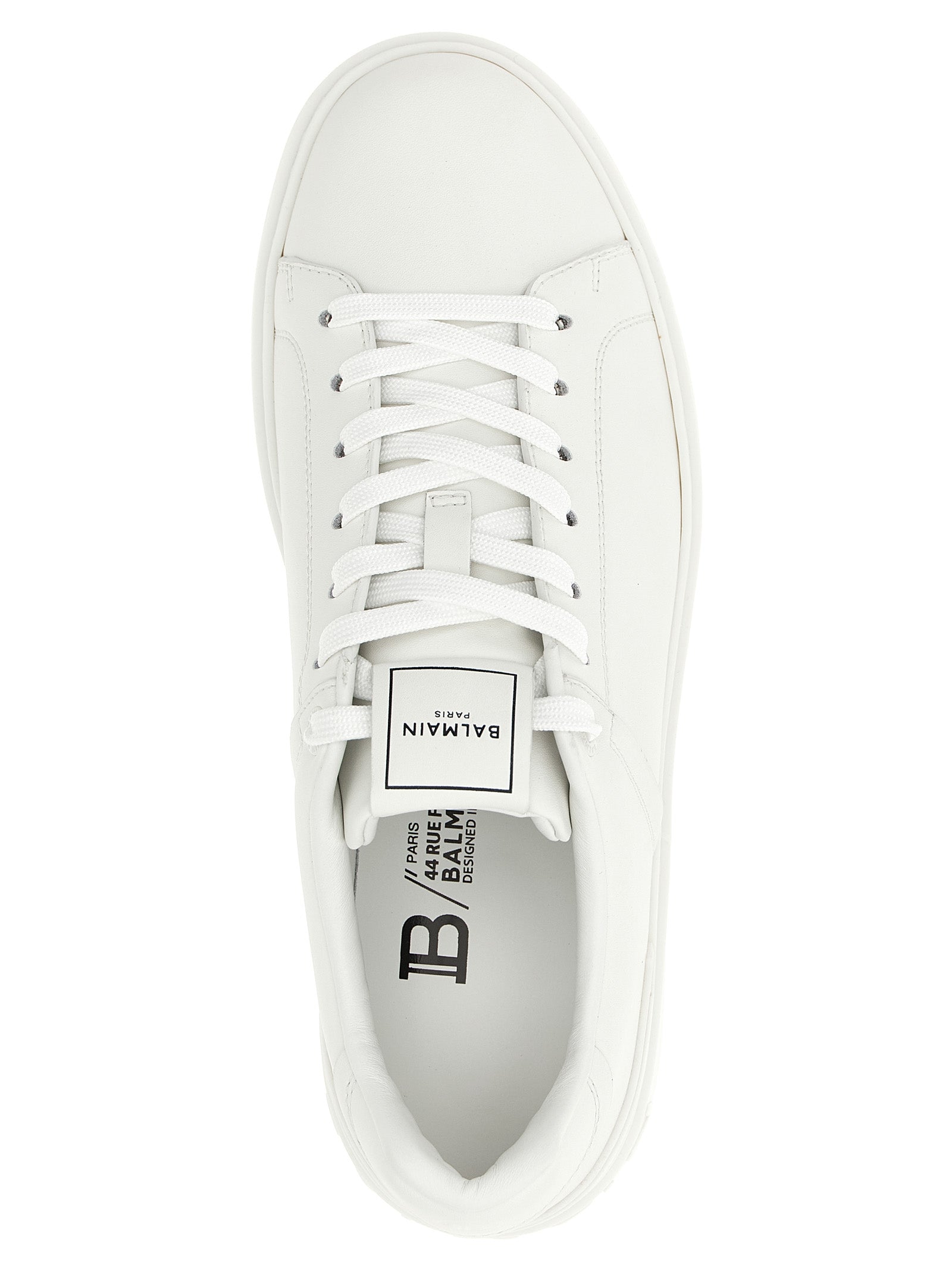 Balmain Weiße Kalbsleder Low-Top-Sneaker