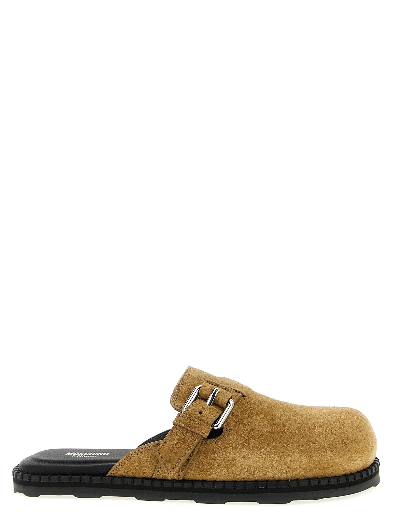 Moschino Beige Leder Clogs