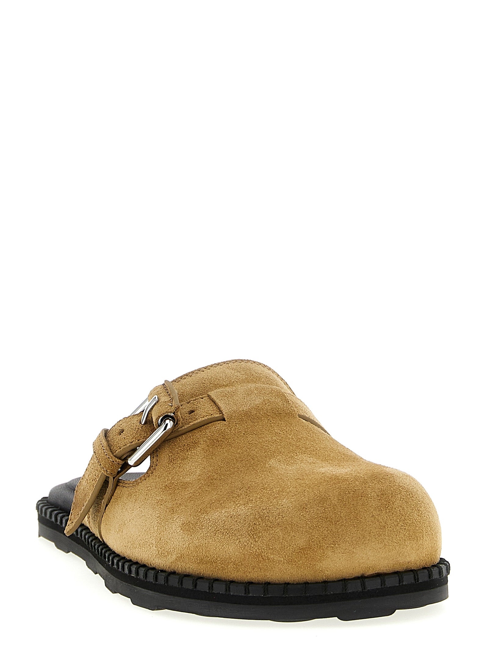Moschino Beige Leder Clogs