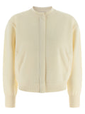 Max Mara Weiße Strickjacke aus reiner Schurwolle