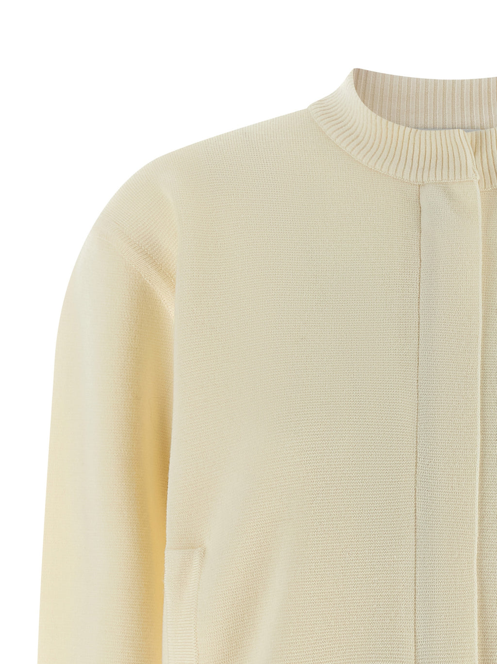Max Mara Weiße Strickjacke aus reiner Schurwolle