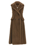 Max Mara Brauner Mantel aus Alpaka und Leder