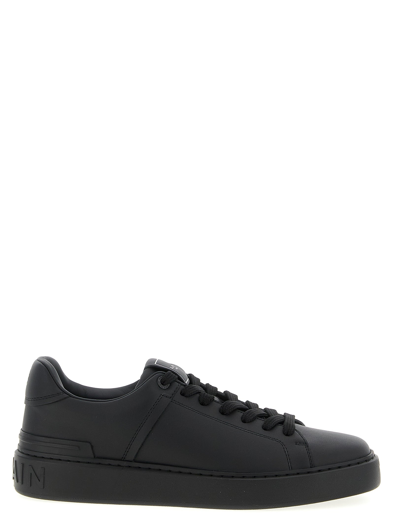 Balmain Schwarze Kalbsleder Low-Top-Sneaker