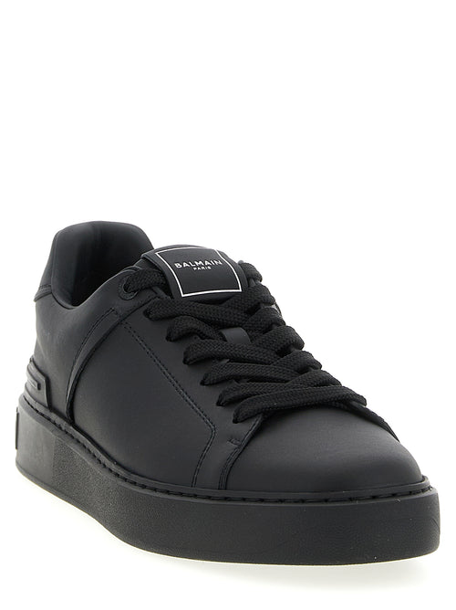 Balmain Schwarze Kalbsleder Low-Top-Sneaker