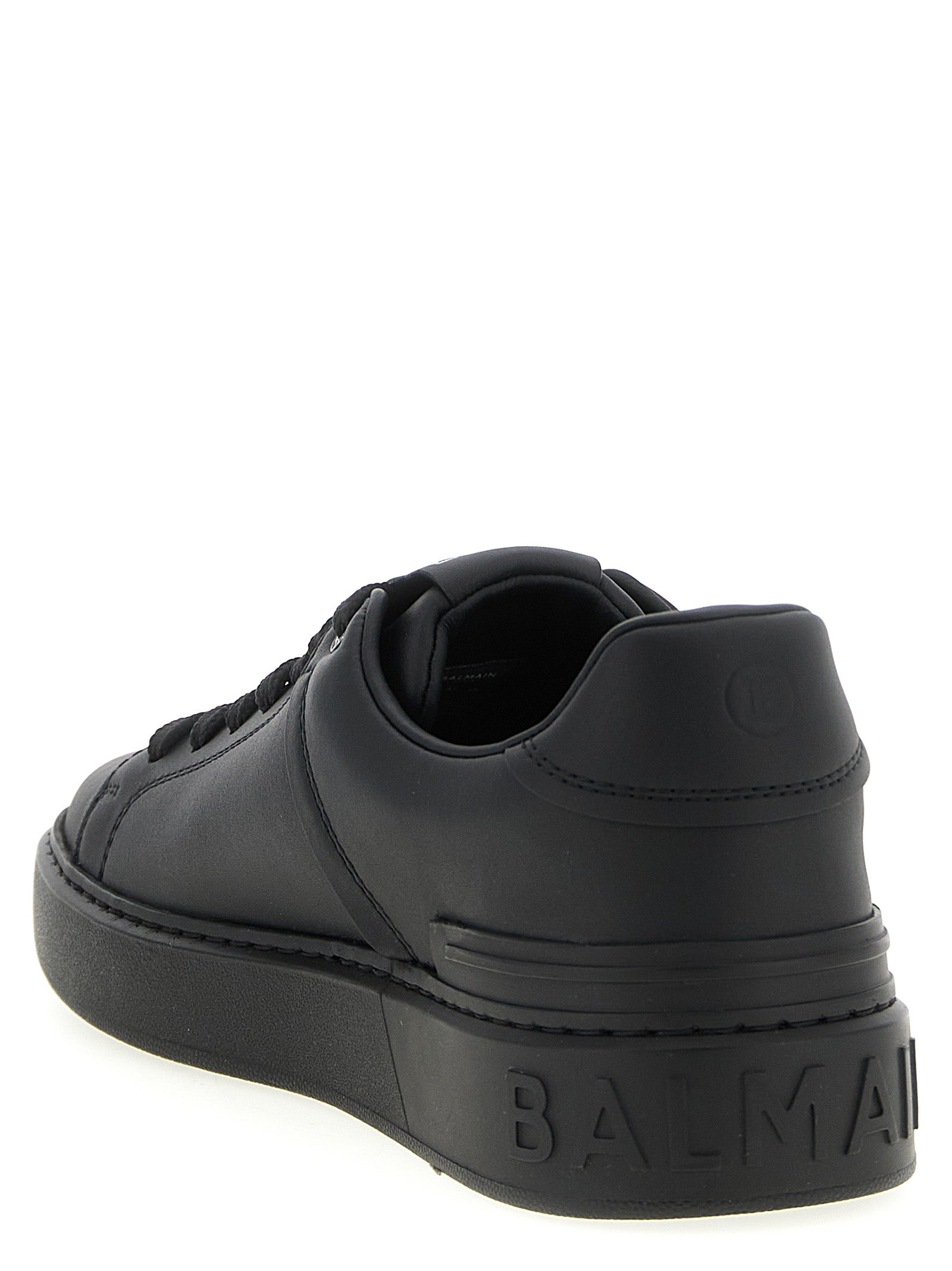 Balmain Schwarze Kalbsleder Low-Top-Sneaker