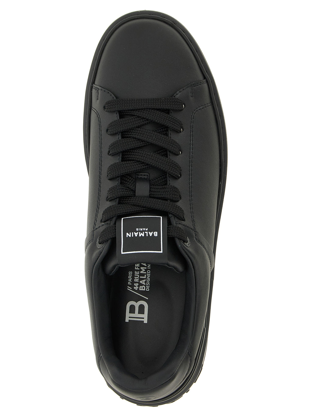 Balmain Schwarze Kalbsleder Low-Top-Sneaker