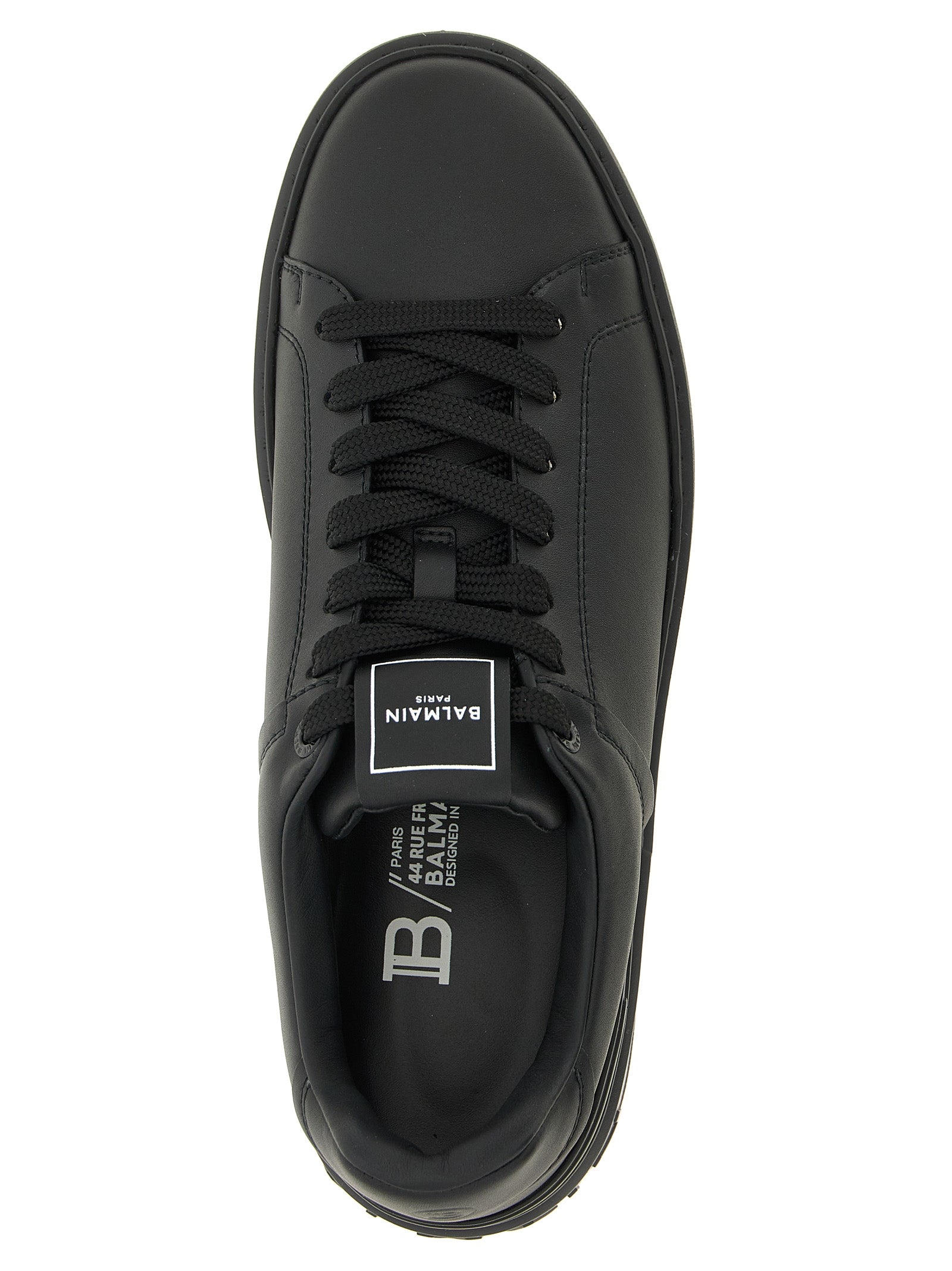 Balmain Schwarze Kalbsleder Low-Top-Sneaker