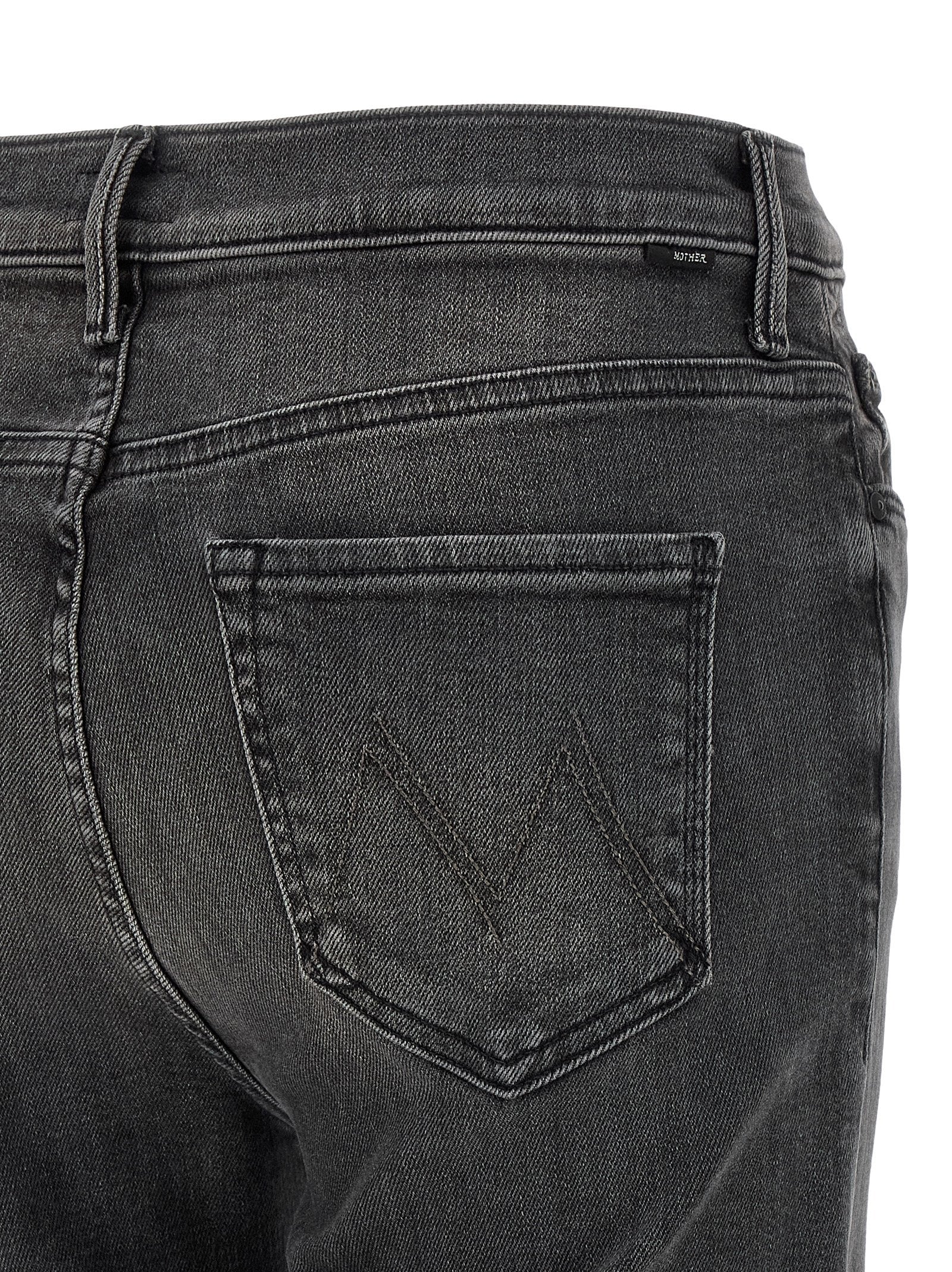 Mother Denim Graue Baumwoll-Jeans mit Schlag