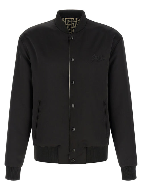 Balmain Schwarzer Bomber aus Polyamid