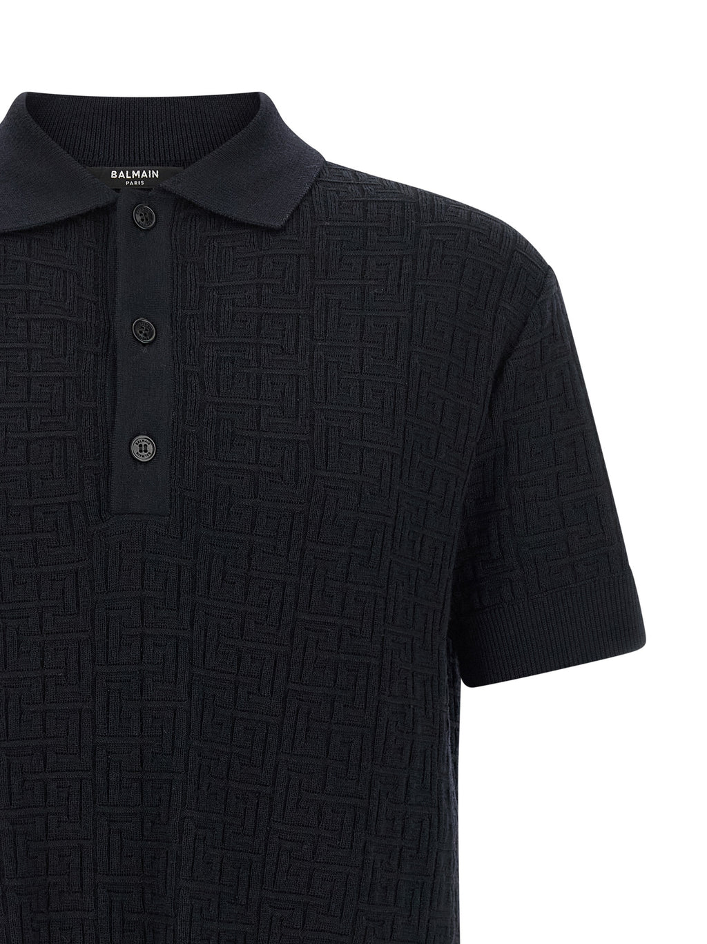 Balmain Blaues Woll-Poloshirt