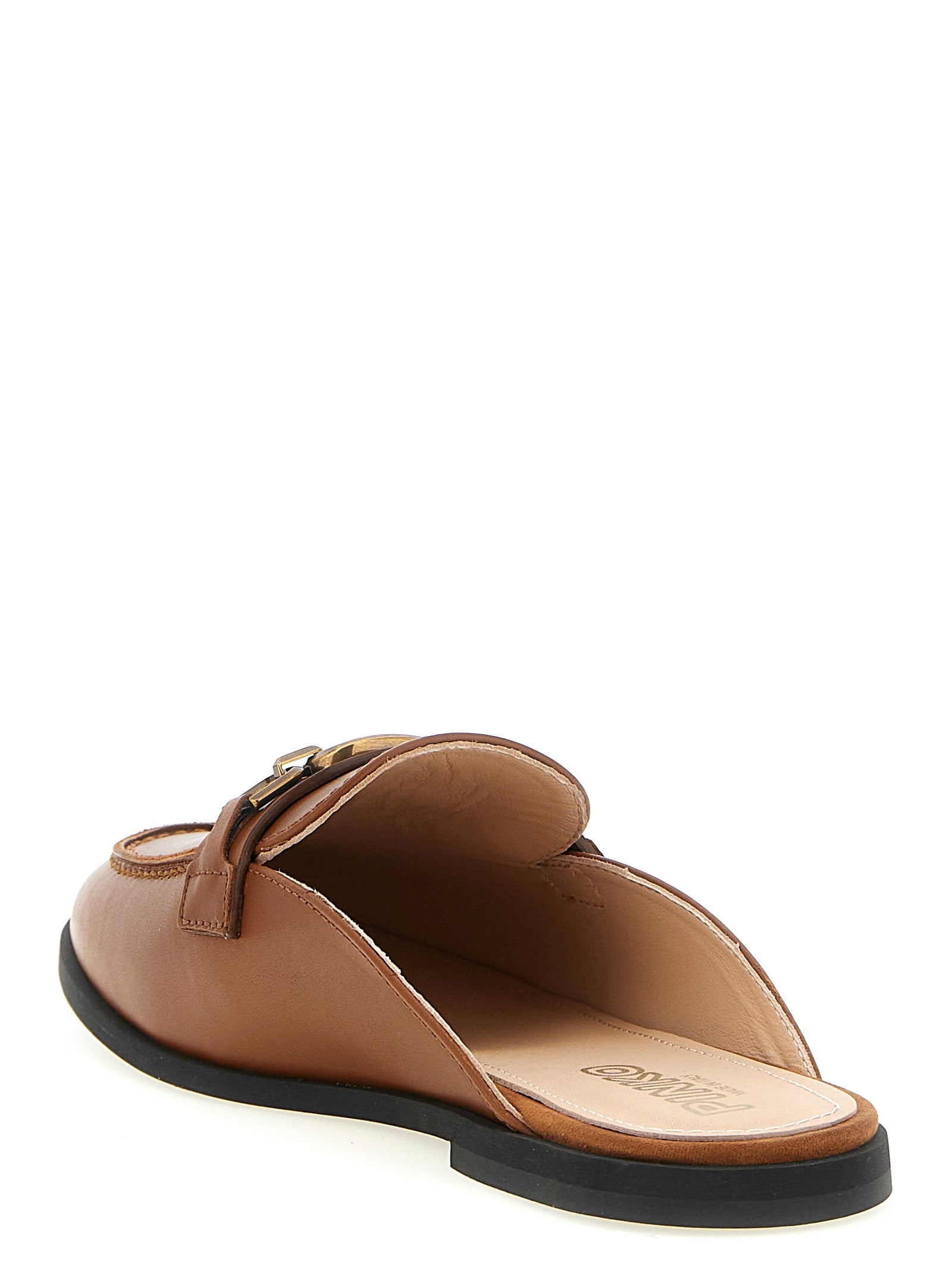 PINKO Braune Kalbsleder-Flats