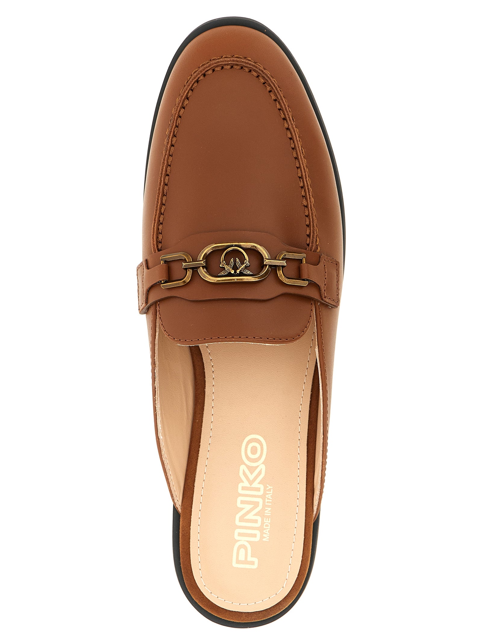 PINKO Braune Kalbsleder-Flats