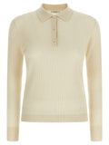 Max Mara Weißes Kaschmir-Poloshirt