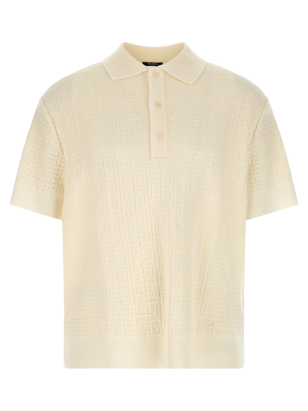 Balmain Weißes Woll-Poloshirt