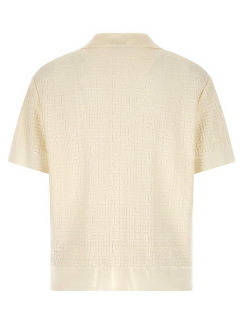 Balmain Weißes Woll-Poloshirt