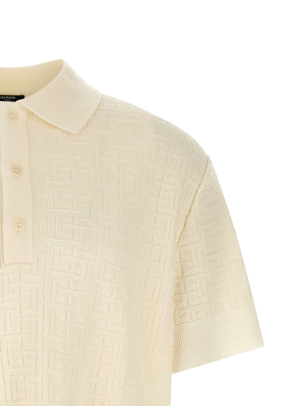 Balmain Weißes Woll-Poloshirt