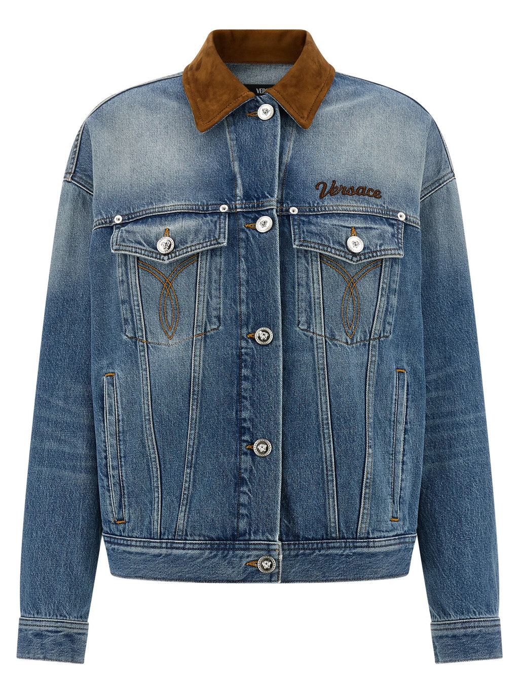Versace Blaue Jeansjacke aus Baumwolle