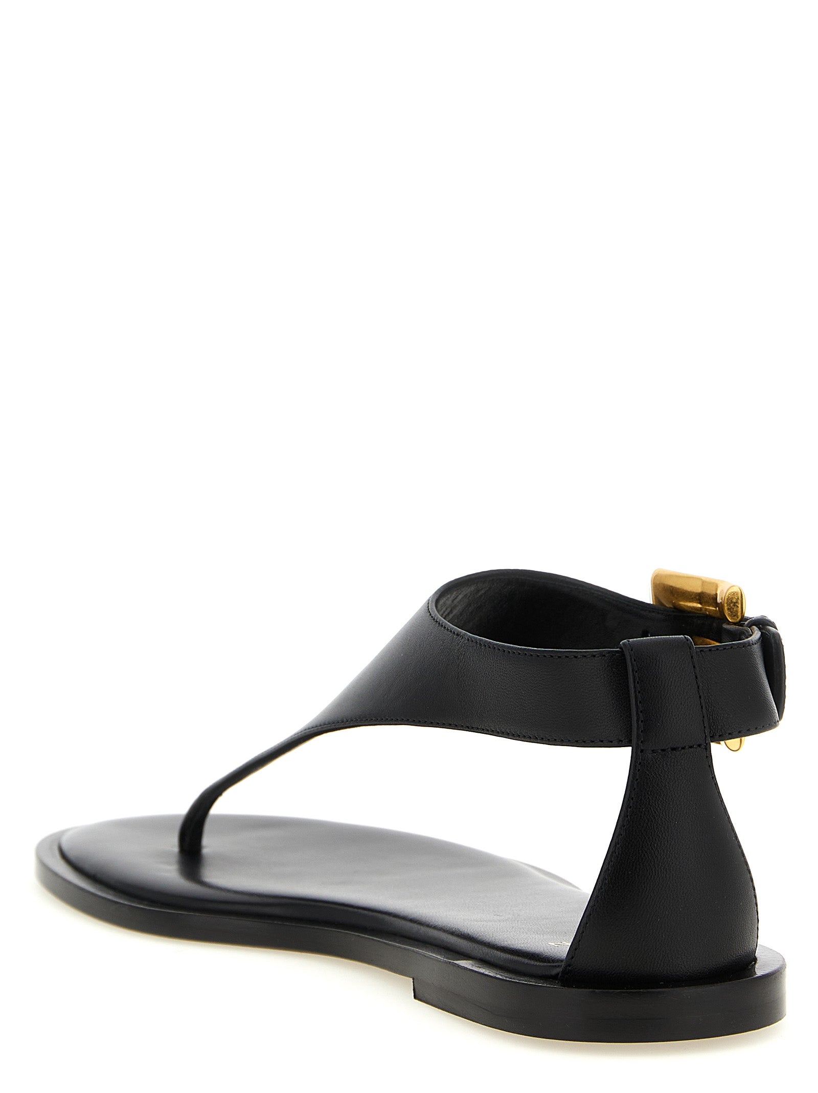 Balmain Schwarze Lammleder-Sandalen