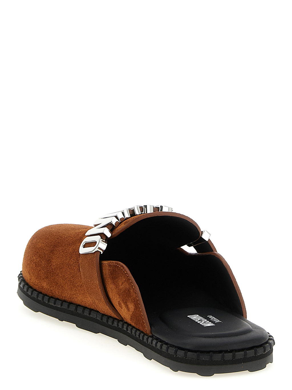 Moschino Braune Kalbsleder-Clogs