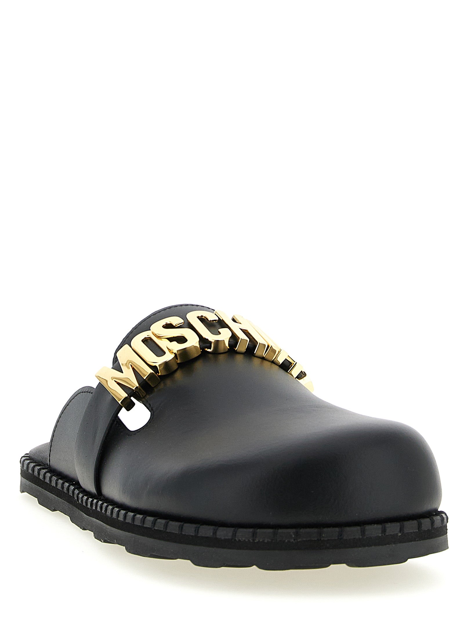 Moschino Schwarze Clogs aus Kalbsleder