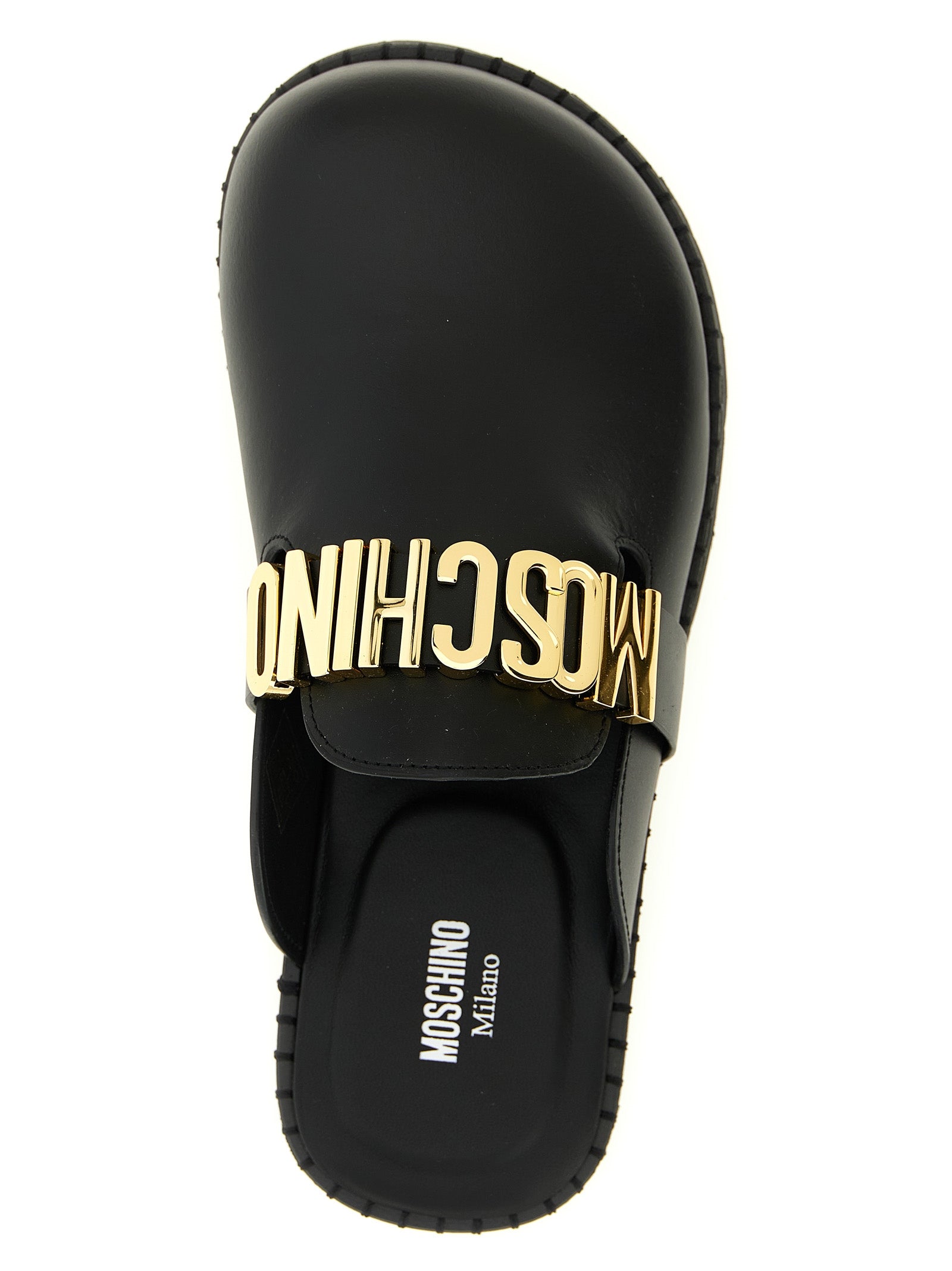 Moschino Schwarze Clogs aus Kalbsleder