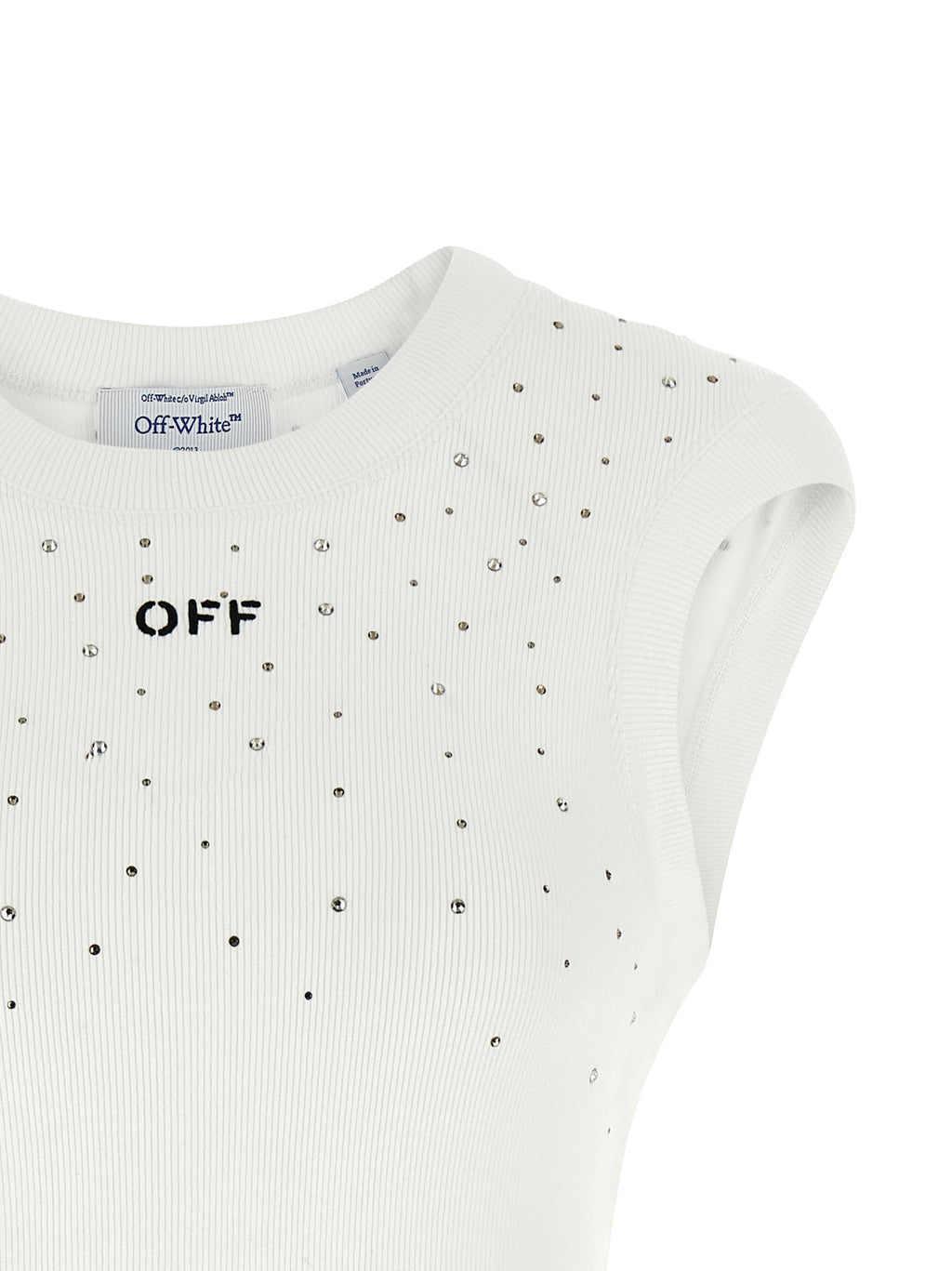 Off-White Weißes ärmelloses T-Shirt aus Viskose